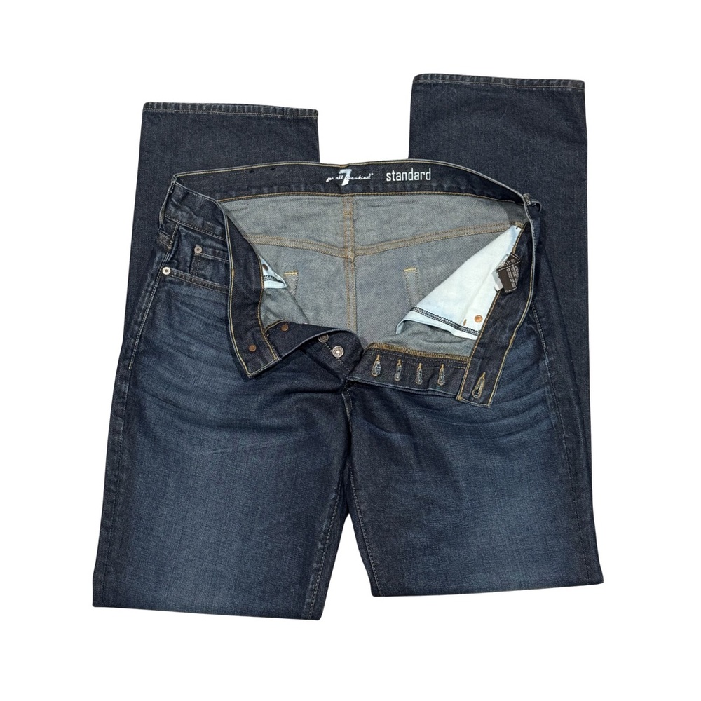 7 For All Mankind Standard Jeans 36 Dark Wash Straight Leg 100% Cotton Denim - Picture 2 of 9